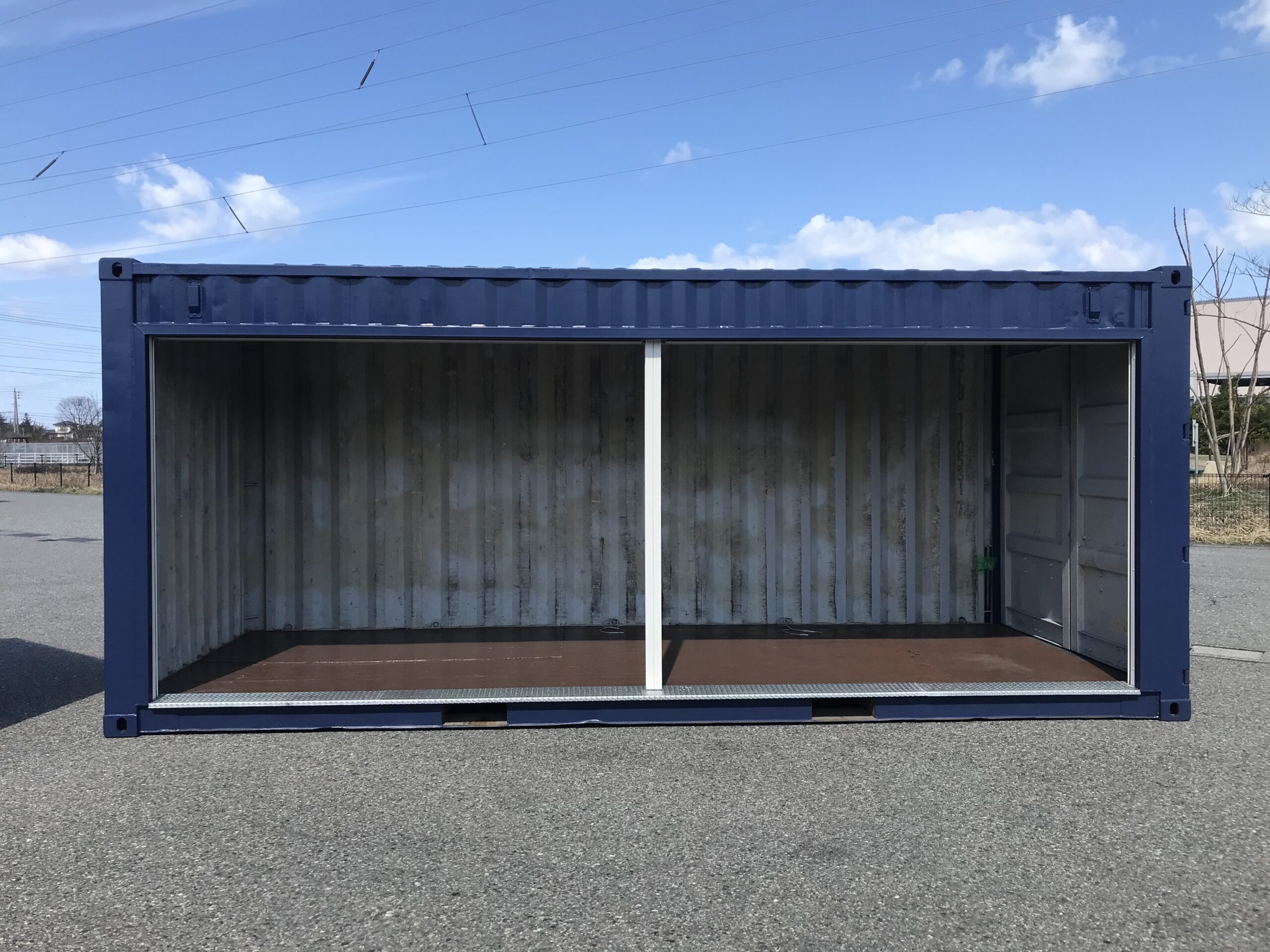 中古20ft　ドライスチールコンテナ　左パネルフルサイドシャッター付き【北陸】