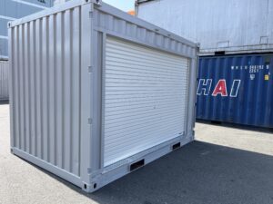 中古12ftドライスチールコンテナ　外装塗装済み・ドア面シャッター仕様