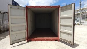 中古20ft　ドライスチールコンテナ　赤茶色