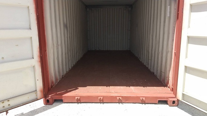 中古20ft　ドライスチールコンテナ　赤茶色