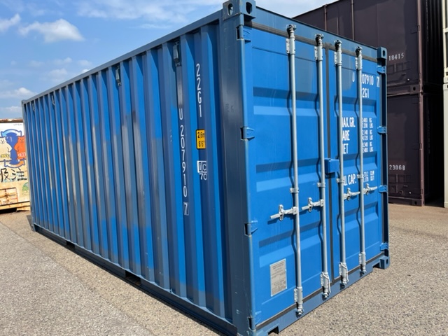新古20ft　ドライスチールコンテナ　青色