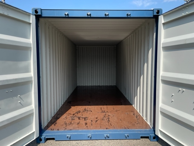 新古20ft　ドライスチールコンテナ　青色