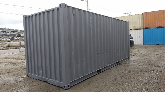 中古20ft　ドライスチールコンテナ　グレー錆止め仕上げ