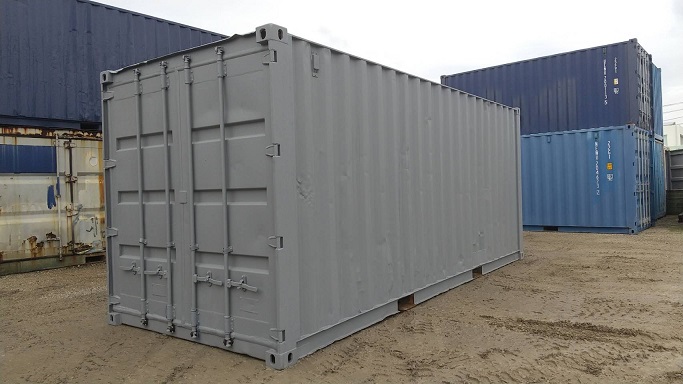 中古20ft　ドライスチールコンテナ　グレー錆止め仕上げ