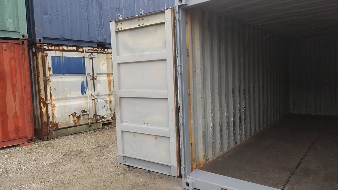 中古20ft　ドライスチールコンテナ　グレー錆止め仕上げ