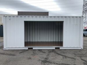 中古20ft　左パネル3mシャッター付きコンテナ