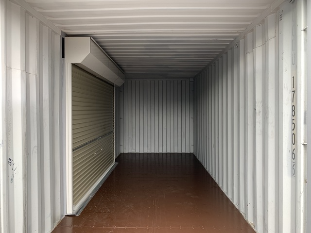 中古20ft　左パネル3mシャッター付きコンテナ