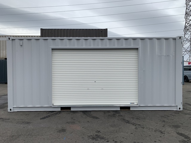 中古20ft　左パネル3mシャッター付きコンテナ