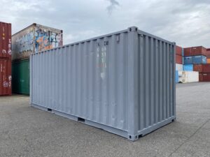 中古20ft ドライスチールコンテナ 左パネル3mシャッター付き　グレー②　TKCU0664311