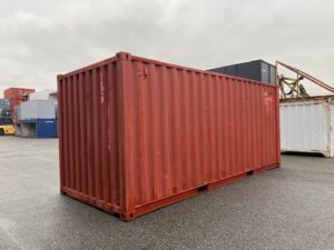 中古20ft ドライスチールコンテナ 右パネル3mシャッター付き　赤茶②　TKCU2602631
