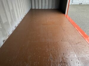中古20ft ドライスチールコンテナ 右パネル3mシャッター付き　赤茶①　TKCU0426014