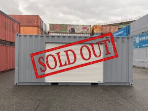 中古20ft ドライスチールコンテナ 左パネル3mシャッター付き　グレー①　TKCU0608637