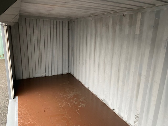 中古20ft ドライスチールコンテナ 左パネル3mシャッター付き　グレー①　TKCU0608637