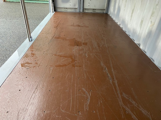 中古20ft ドライスチールコンテナ 右パネルフルシャッター付き　グレー