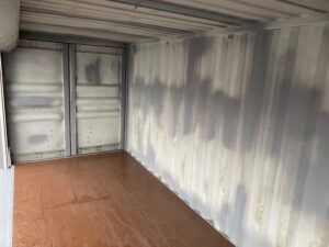 中古20ft ドライスチールコンテナ 右パネルフルシャッター付き　グレー