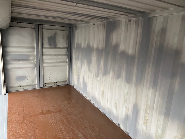 中古20ft ドライスチールコンテナ 右パネルフルシャッター付き　グレー