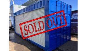 中古20ft ドライスチールコンテナ（左フルシャッター・照明付き）