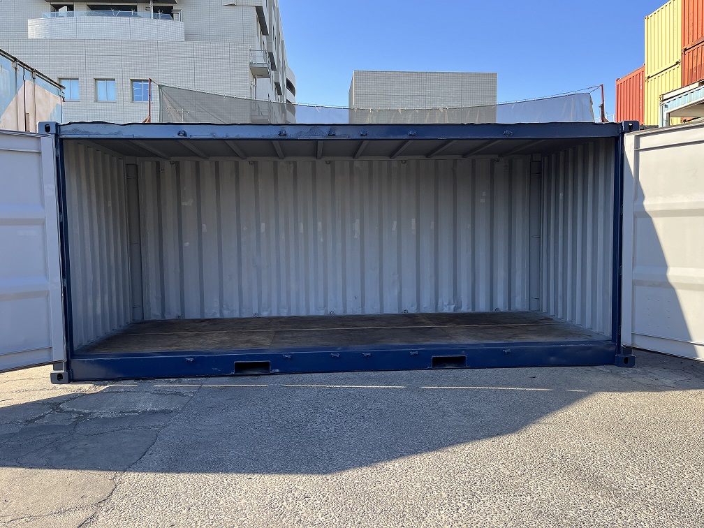 中古20ft フルサイドオープンコンテナ　外装塗装済み