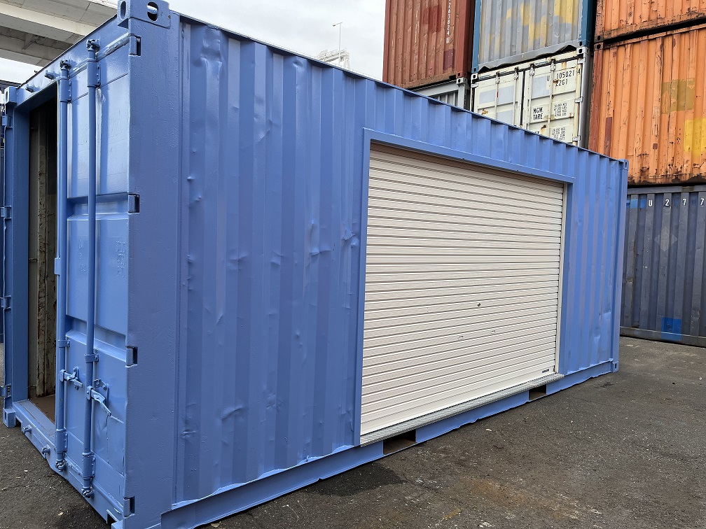 中古20ft ドライスチールコンテナ（3Ⅿシャッター仕様）
