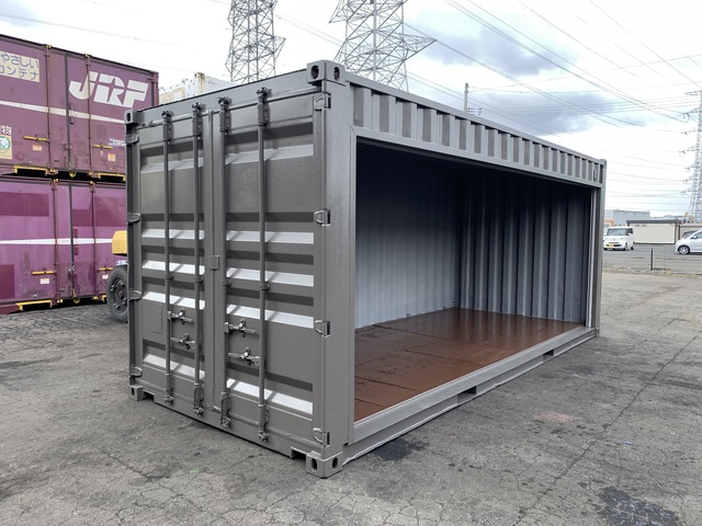 中古20ft　右パネルフルサイドシャッター付きコンテナ