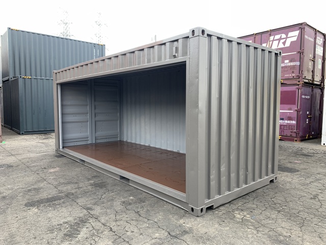 中古20ft　右パネルフルサイドシャッター付きコンテナ