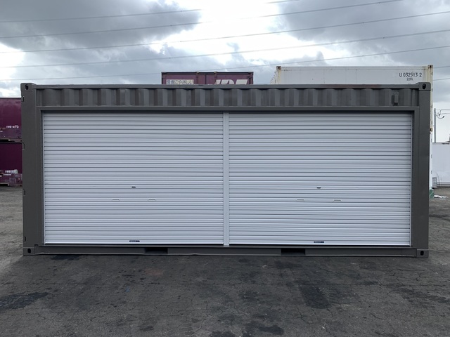 中古20ft　右パネルフルサイドシャッター付きコンテナ