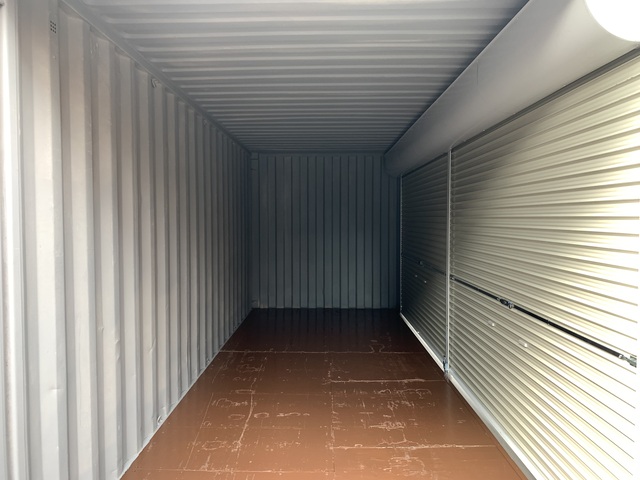 中古20ft　右パネルフルサイドシャッター付きコンテナ