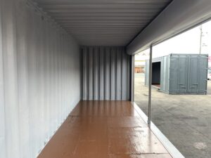 中古20ft　右パネルフルサイドシャッター付きコンテナ