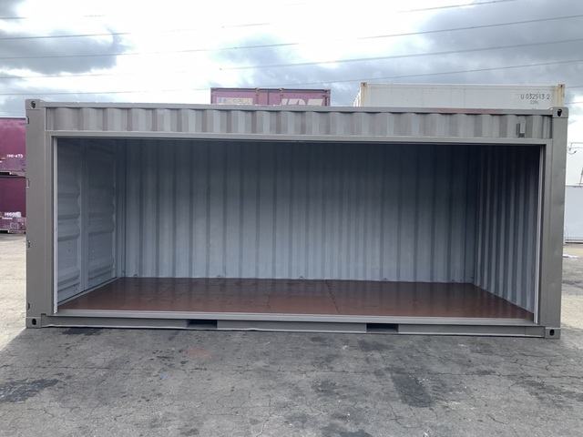 中古20ft　右パネルフルサイドシャッター付きコンテナ
