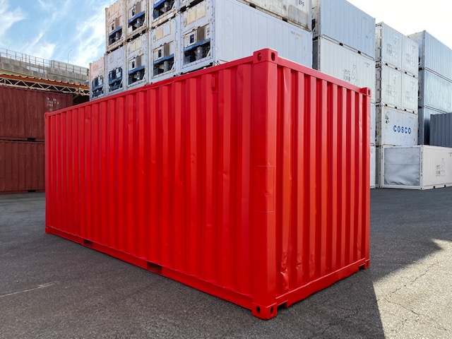 中古20ftドライスチールコンテナ　赤色塗装済み