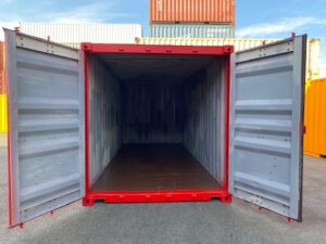 中古20ftドライスチールコンテナ　赤色塗装済み