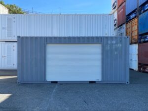中古20ft ドライスチールコンテナ 右パネル3mシャッター付き　グレー①　TKCU2044429