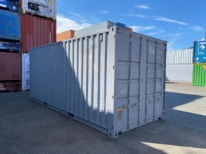 中古20ft ドライスチールコンテナ 右パネル3mシャッター付き　グレー①　TKCU2044429