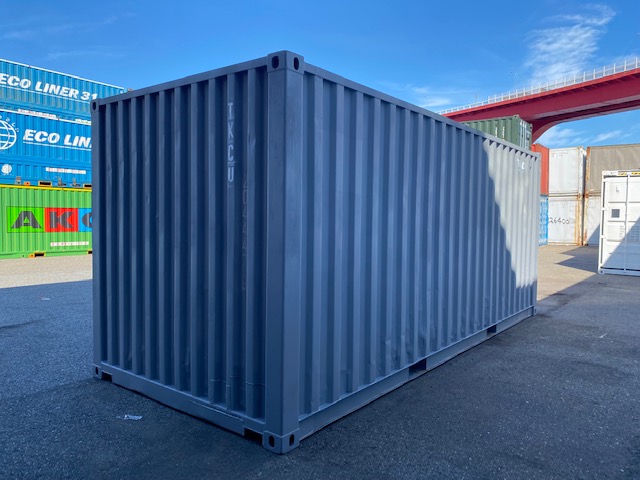 中古20ft ドライスチールコンテナ 右パネル3mシャッター付き　グレー①　TKCU2044429