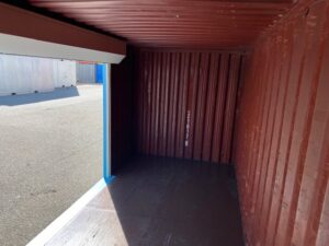 中古20ft ドライスチールコンテナ 左パネル3mシャッター付き　水色　TKCU2210178
