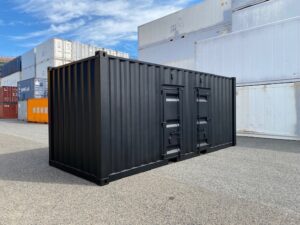 中古20ftレンタルボックス 2ドア仕様　黒塗装済み