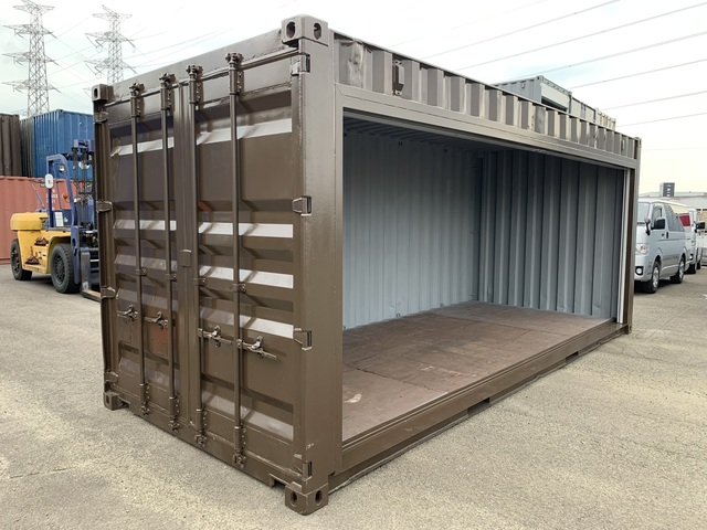 中古20ft　右パネルフルサイドシャッター付きコンテナ