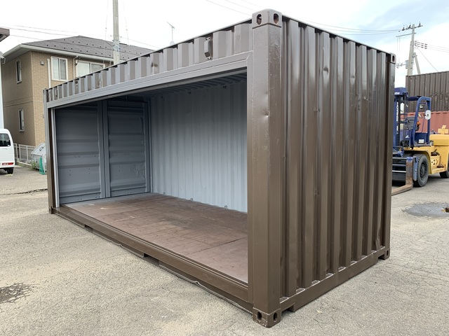 中古20ft　右パネルフルサイドシャッター付きコンテナ