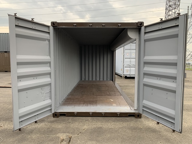 中古20ft　右パネルフルサイドシャッター付きコンテナ