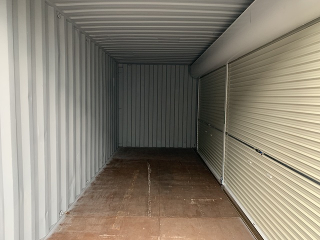 中古20ft　右パネルフルサイドシャッター付きコンテナ
