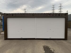 中古20ft　右パネルフルサイドシャッター付きコンテナ
