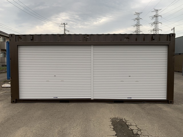 中古20ft　右パネルフルサイドシャッター付きコンテナ
