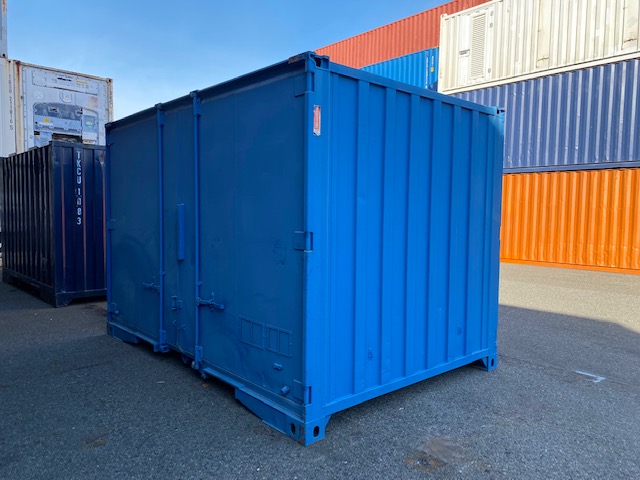 中古12ftドライスチールコンテナ　両面ドア　水色