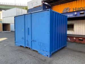 中古12ftドライスチールコンテナ　両面ドア　水色