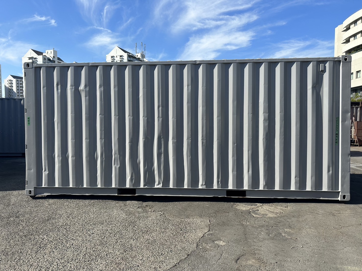 中古20ft　ドライスチール　サイド3mシャッター付き