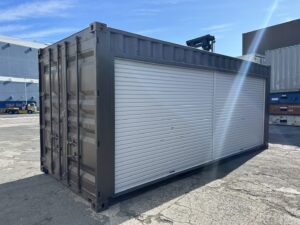 中古20ft　右パネルフルサイドシャッター付きコンテナ