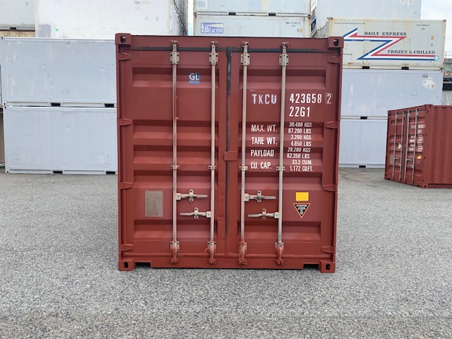 中古20ft ドライスチールコンテナ 右パネル3mシャッター付き