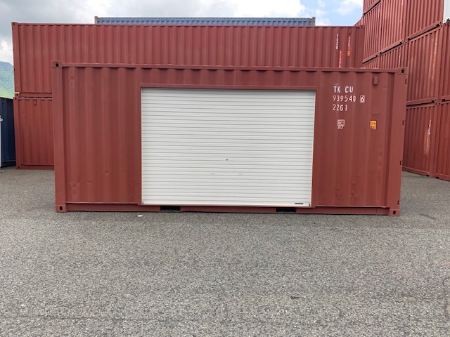 【神戸】中古20ft ドライスチールコンテナ 左パネル3mシャッター付き TKCU9395406
