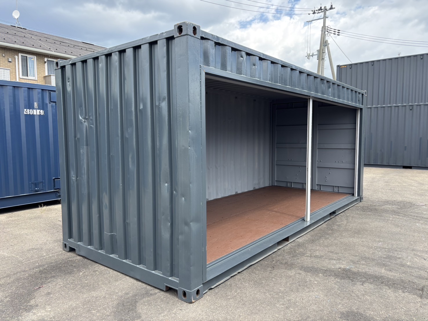 【東北】中古20ft　左パネルフルサイドシャッター付きコンテナ【U3225144】