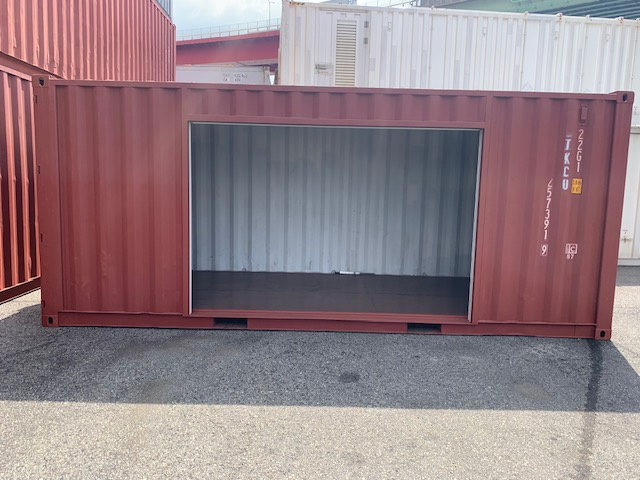 【神戸】中古20ft ドライスチールコンテナ 右パネル3mシャッター付き TKCU2573919